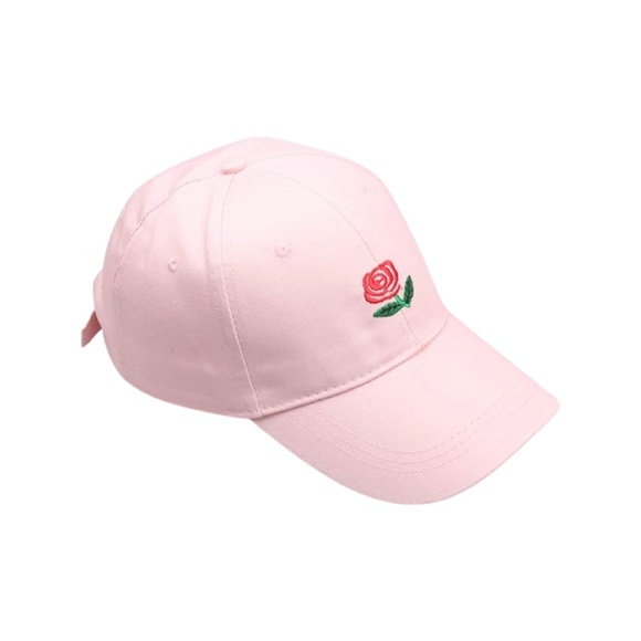 Women Men Rose Embroidered Cotton Adjustable Floral Dad Hat Baseball Cap Pink - Picture 2 of 9